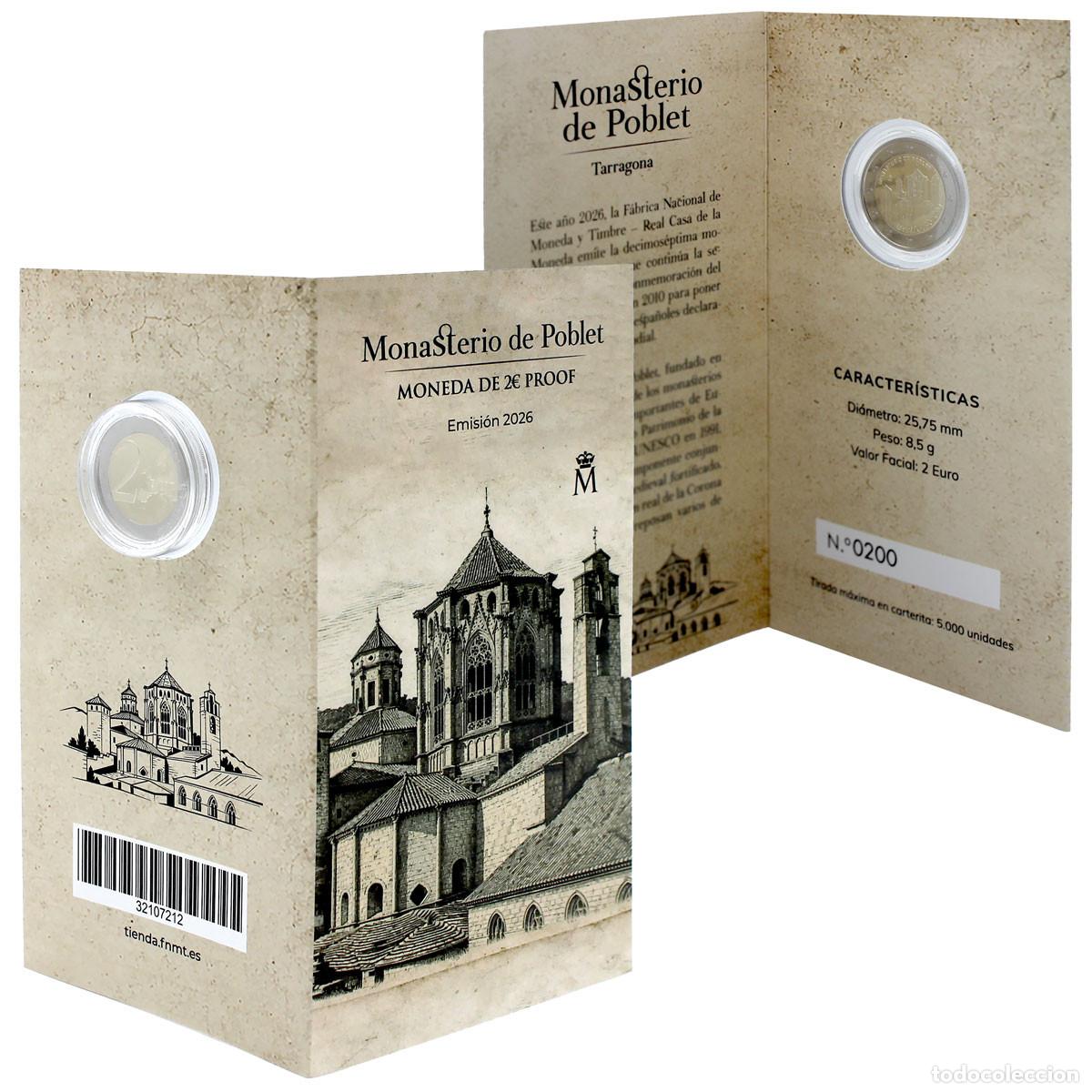Monedas de Felipe VI: ESPA&Ntilde;A Carterita oficial 2 euro 2026 PROOF Monasterio de Poblet