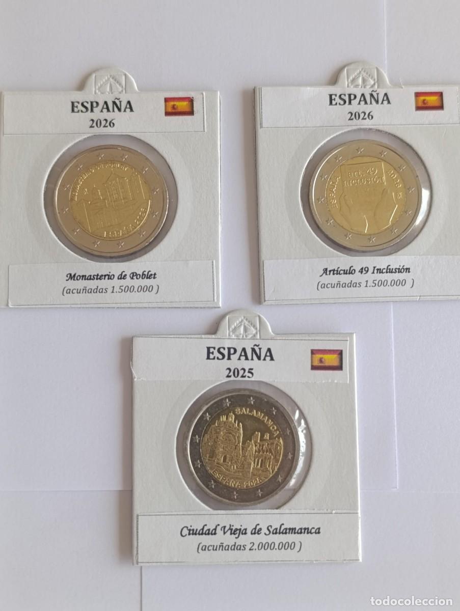 Monedas de Felipe VI: Lote 3 Monedas 2 Euros Conmemorativas Espa&ntilde;a 2025-2026 SC