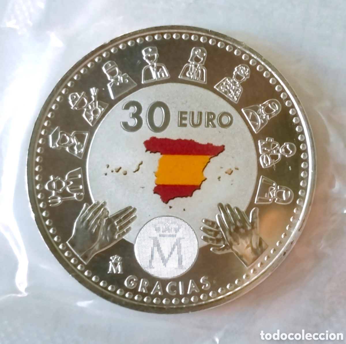 Monedas de Felipe VI: Moneda de 30 euros de plata Espa&ntilde;a Covid-19- 2020