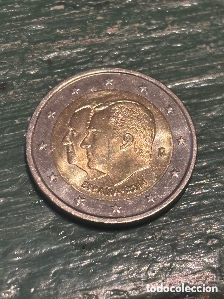 Monedas de Felipe VI: Moneda 2 Euros Espa&ntilde;a 2014 Conmemorativa - Felipe VI y Juan Carlos I - Circulada