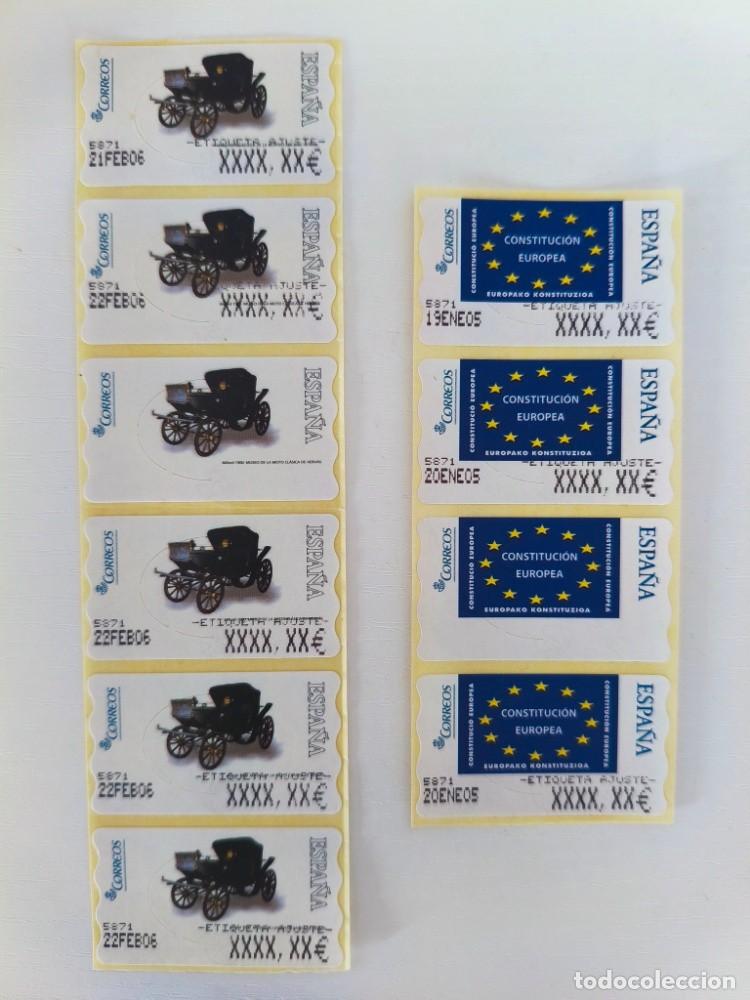 M&uuml;nzen unter Felipe VI: Lote 2 Tiras ATM Correos 2005/2006 - Constituci&oacute;n Europea y Coche de &Eacute;poca / Museos (Etiquetas de Aj