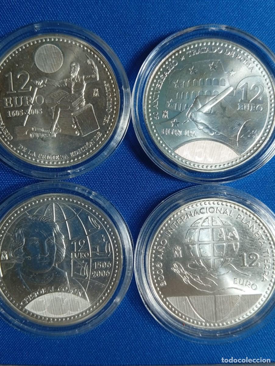 Monedas de Felipe VI: 4 monedas de plata de 12&euro; a&ntilde;os: 2005,2006,2007,2008.