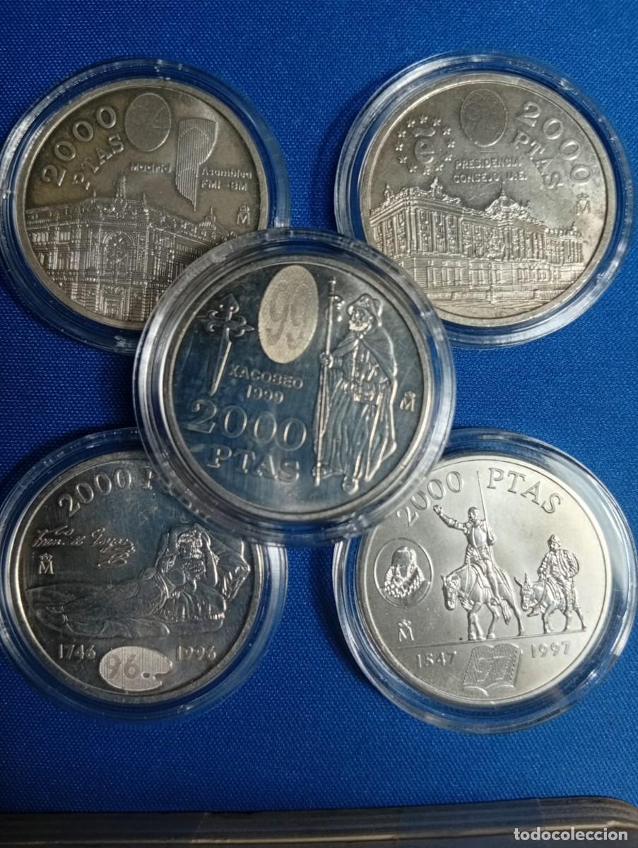 Monedas de Felipe VI: 5 Monedas de plata 925/1000 de 2000 ptas a&ntilde;os: Del 1994 al 1999. (38&euro; la pieza)