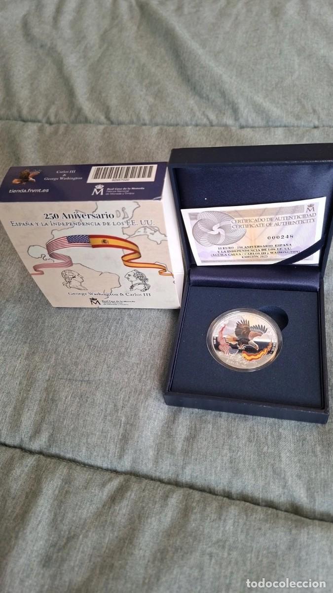 Monedas de Felipe VI: 10 EURO ESPA&Ntilde;A 2025- &Aacute;GUILA CALVA 8 REALES-250 ANIV. EEUU