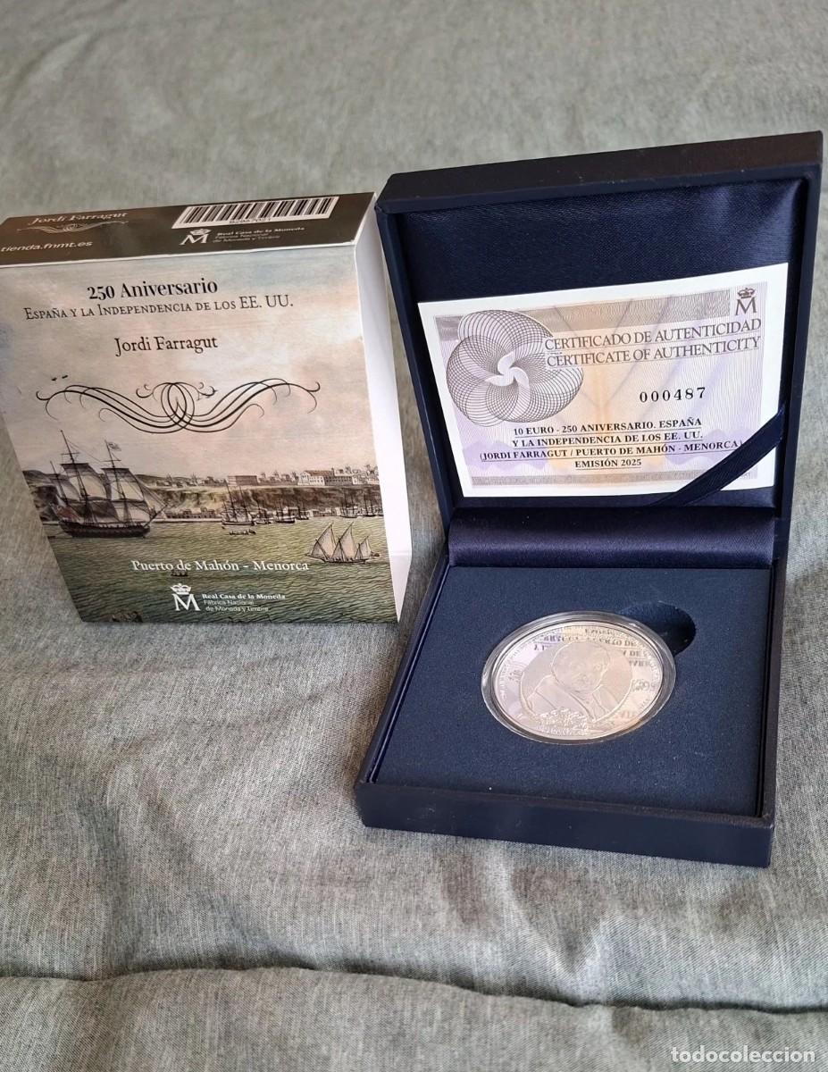 Monedas de Felipe VI: 10 EURO ESPA&Ntilde;A 2025- J. FARRAGUT 8 REALES- 250 ANIV. EEUU