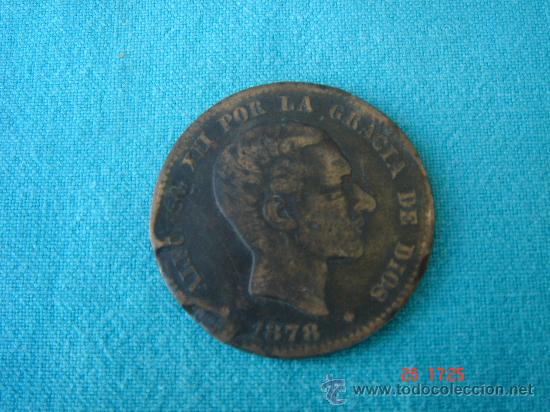 Monedas FNMT: 10 C&Eacute;NTIMOS DE ALFONSO XII, DE 1877. EN , CON MUCHOS RELIEVES - Foto 1