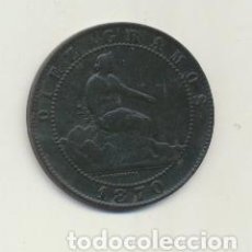 Monedas FNMT: GOBIERNO PROVISIONAL. 10 CÉNTIMOS. AE. 1870. BARCELONA OM. CAL. 24PÁTINA NEGRA