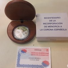 Monedas FNMT: 2002 BICENTENARIO DE LA INCORPORACIÓN MENORCA CORONA ESPAÑOLA 10 EUROS PROFF 8 REALES. Lote 163035233