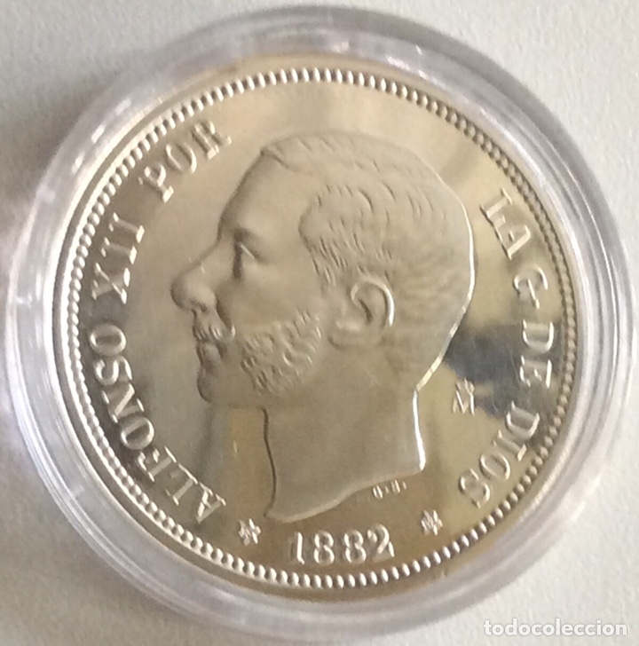 Monedas FNMT: MONEDA CONMEMORATIVA FNMT - 2 PESETAS ALFONSO XII 1882 - PLATA 925 (27 g) - HISTORIA DE LA PESETA - Foto 1 - 212409336