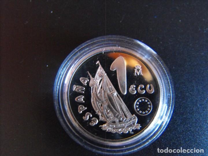 Monedas FNMT: 1 ECU plata. FNMT. Marina Española. Ancla. 1995. Con estuche certificado. - Foto 2 - 219153605