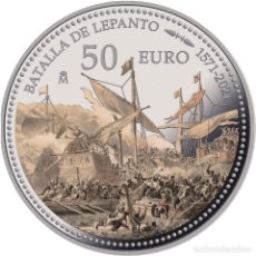 Monedas FNMT: ESPAÑA MONEDA DE 5 ONZAS DE PLATA FNMT 50 EURO CINCUENTIN BATALLA DE LEPANTO 2021 PROOF. Lote 276617863