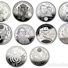 Monedas FNMT: 12 EUROS F.N.M.T -PLATA 925´- COLECCION COMPLETA*BOLSA ORIGINA*FNMT- S/C 2002-2010 - (10 PIEZAS). Lote 374174034