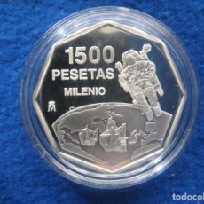Monedas FNMT: MONEDA CONMEMORATIVA DE PLATA. DISEÑO OCTOGONAL. 1.500 PESETAS. AÑO 2000. MILENIO. IMPRENTA. Lote 360461540