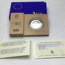 Monedas FNMT: ESTUCHE MONEDA DE 1 ECU 1989 - RAPTO DE EUROPA - PLATA 925 FLOR DE CUÑO. Lote 362610295