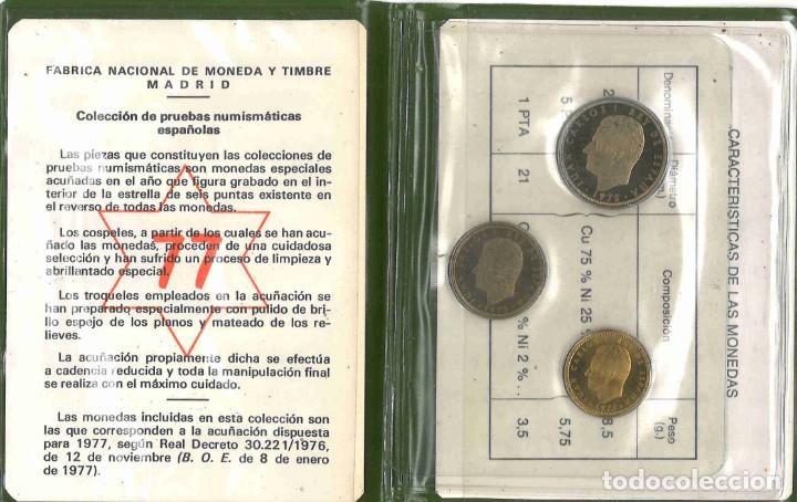Monedas FNMT: Cartera Pruebas numism&aacute;ticas 1977. Tres monedas - Foto 2