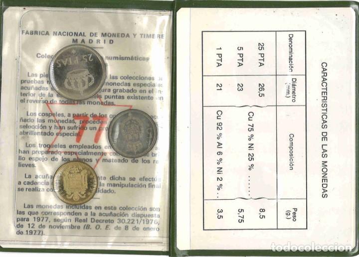 Monedas FNMT: Cartera Pruebas numism&aacute;ticas 1977. Tres monedas - Foto 3