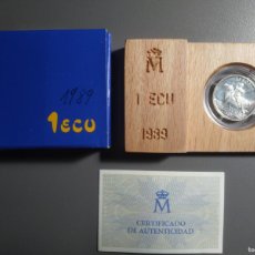 Monedas FNMT: ESTUCHE COMPLETO CON MONEDA DE 1 ECU DE PLATA - 1989 - EUROPA. Lote 380245119