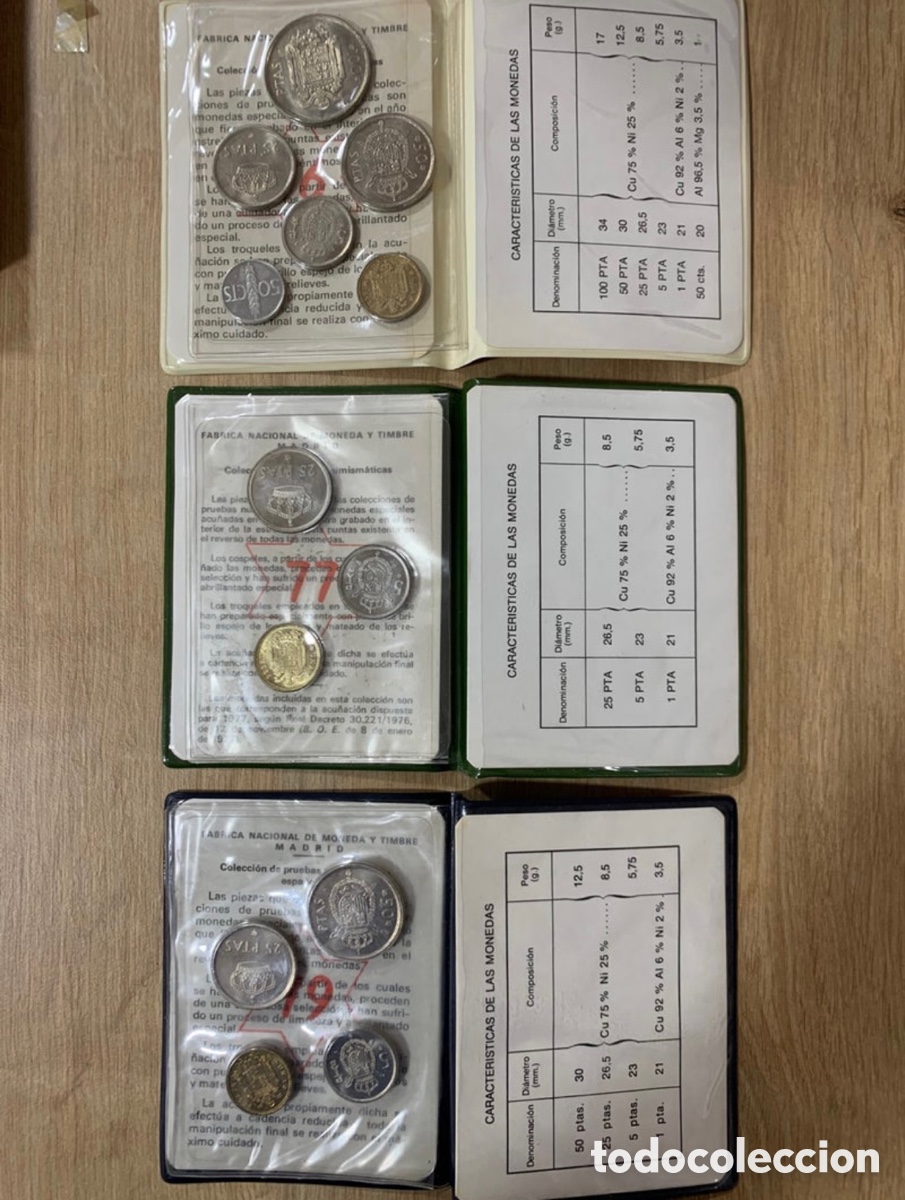 Monedas FNMT: Carteras pruebas numism&aacute;ticas a&ntilde;os 76-77-79 - Foto 3