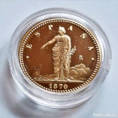 Monedas FNMT: 1870 ESPAÑA 100 PESETAS - PLATA RECUBIERTA EN ORO REAL 24. QUILATES - 6.72.GRAMOS - 24.MM DIAMETRO