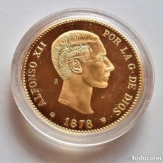 Monedas FNMT: 1878 ESPAÑA 10 PESETAS -NUCLEO DE PLATA RECUBIERTA EN ORO REAL 24.KT - 13.50.GRAMOS - 33.MM DIAMETRO
