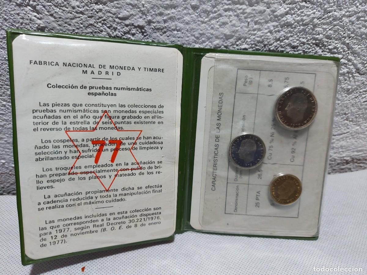 Monedas FNMT: Cartilla Pruebas Numismatica FTMT 1975 Estrella 77 - Foto 2