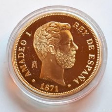 Monedas FNMT: 1871 ESPAÑA 100 PESETAS - PLATA RECUBIERTA EN ORO REAL 24. QUILATES - 44.GRAMOS - 45.MM DIAMETRO