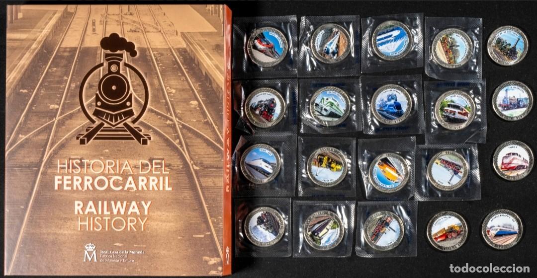 Monedas FNMT: Colecci&oacute;n completa 20 monedas Historia del Ferrocarril - Foto 2