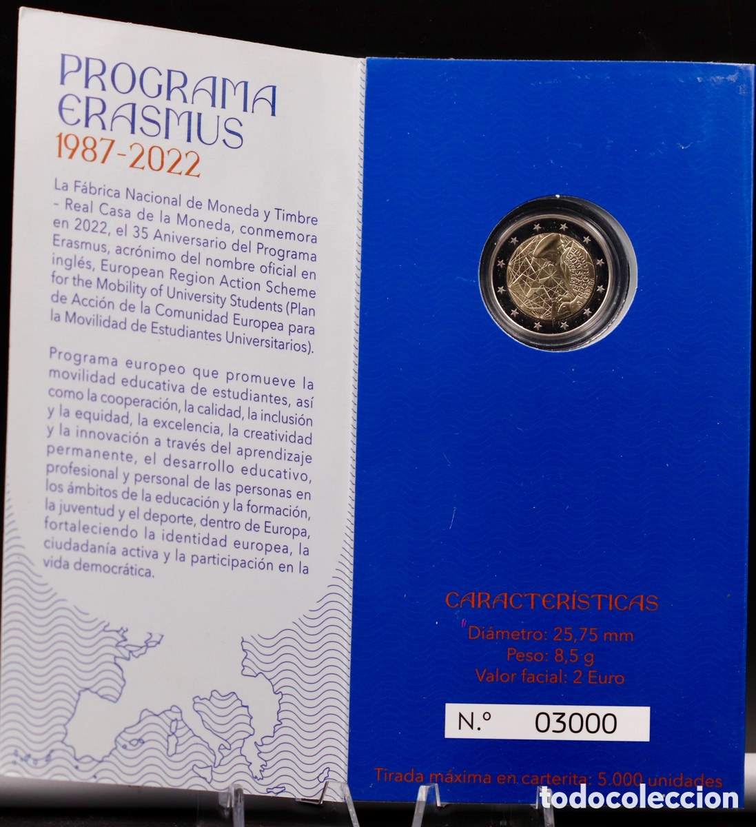 Monedas FNMT: ESPA&Ntilde;A, PROOF ESTUCHE ESPECIAL MONEDA 2&euro;. PROGRAMA ERASMUS - Foto 2