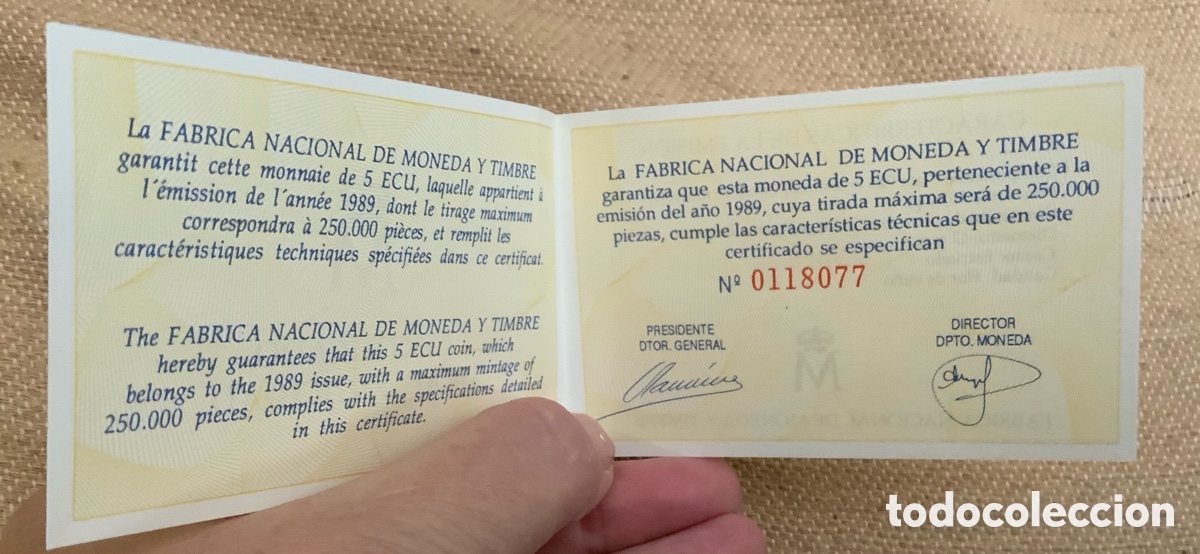 Monedas FNMT: MONEDA DE 5 ECU DE 1989 ESPA&Ntilde;A CASA DE LA MONEDA - Foto 10