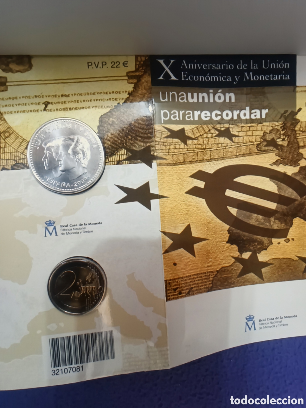 Monedas FNMT: 12 Euros en plata X aniversario de la Uni&oacute;n Econ&oacute;mica y Monetaria Europea, carterita de la FNMT.