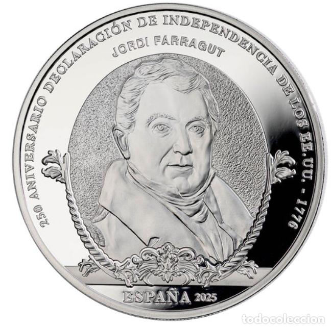 Monedas FNMT: FNMT 50 ANIV. EEUU - FARRAGUT 8 REALES. 10&euro; PLATA PROOF