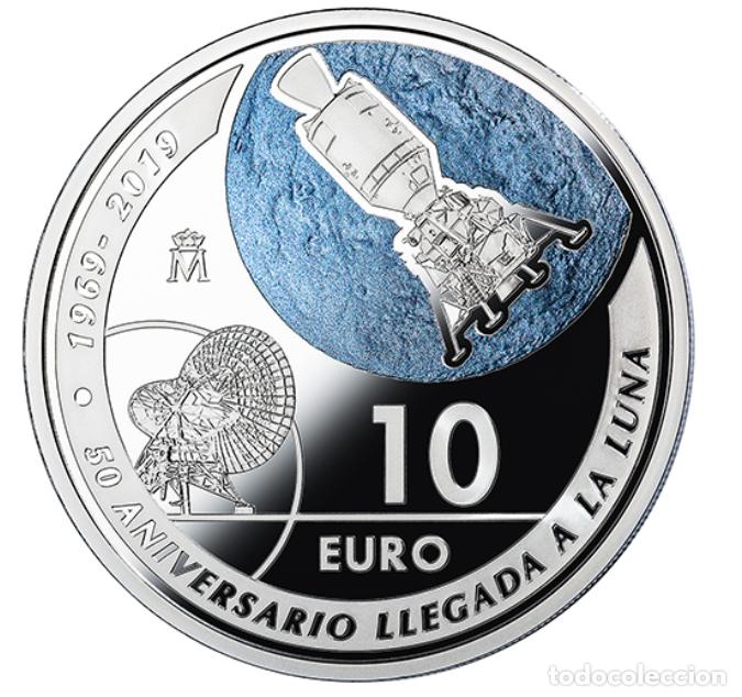 Monedas FNMT: 50 ANIVERSARIO LLEGADA A LA LUNA (2019) 8 REALES. 10&euro; Plata proof