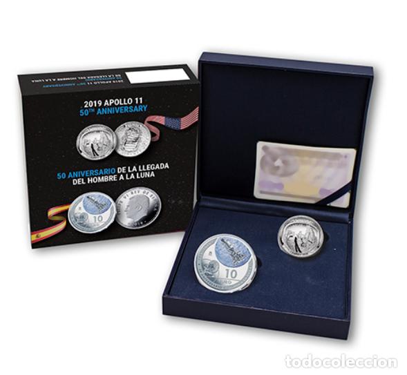 Monedas FNMT: FNMT COLECCI&Oacute;N EEUU-ESPA&Ntilde;A 50 ANIVERSARIO LLEGADA A LA LUNA (2019) Plata