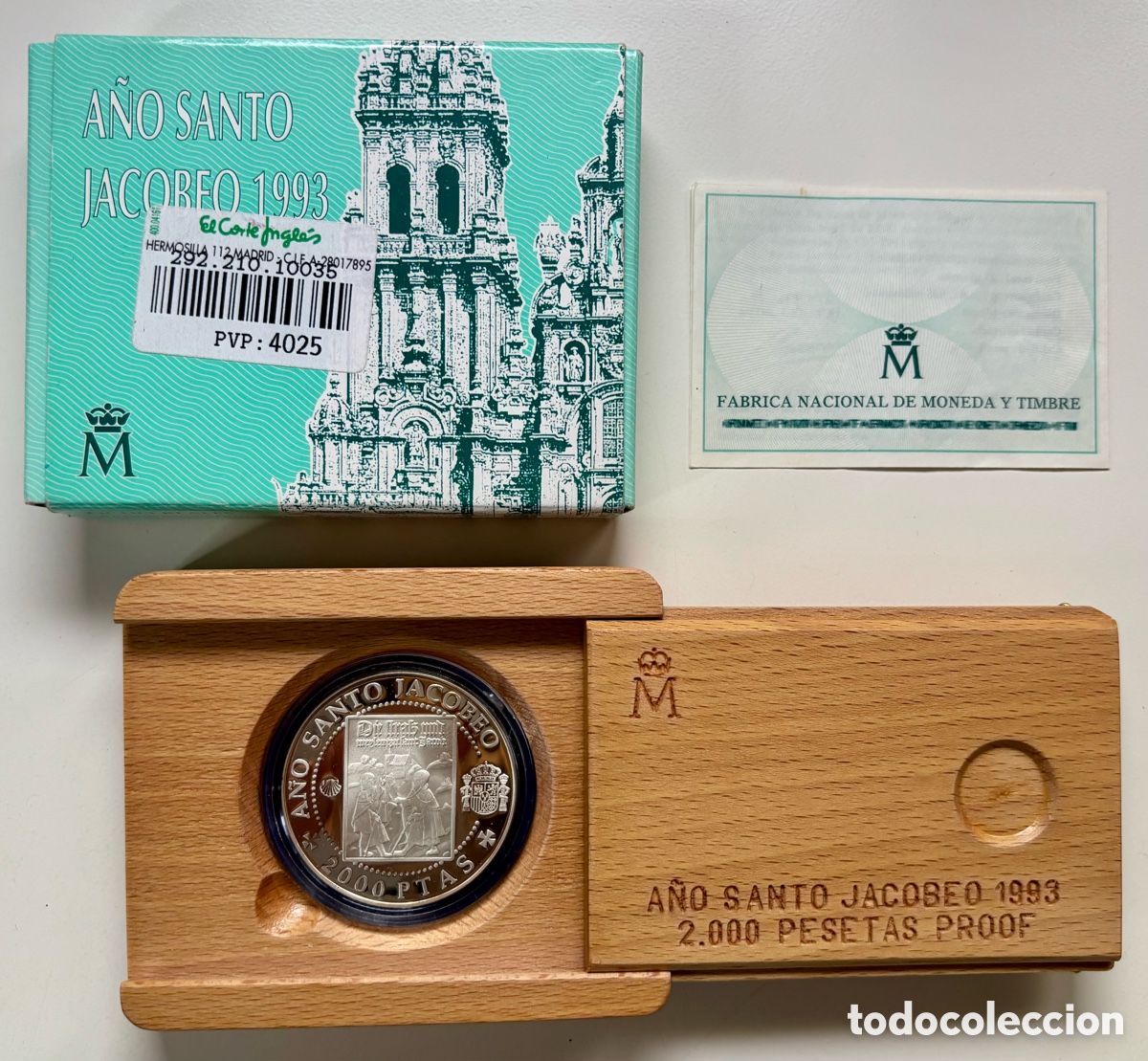 Monedas FNMT: ESTUCHE Moneda PLATA 2000 Pesetas 1993 Peregrinos Alemanes. A&ntilde;o santo Jacobeo. Certificado