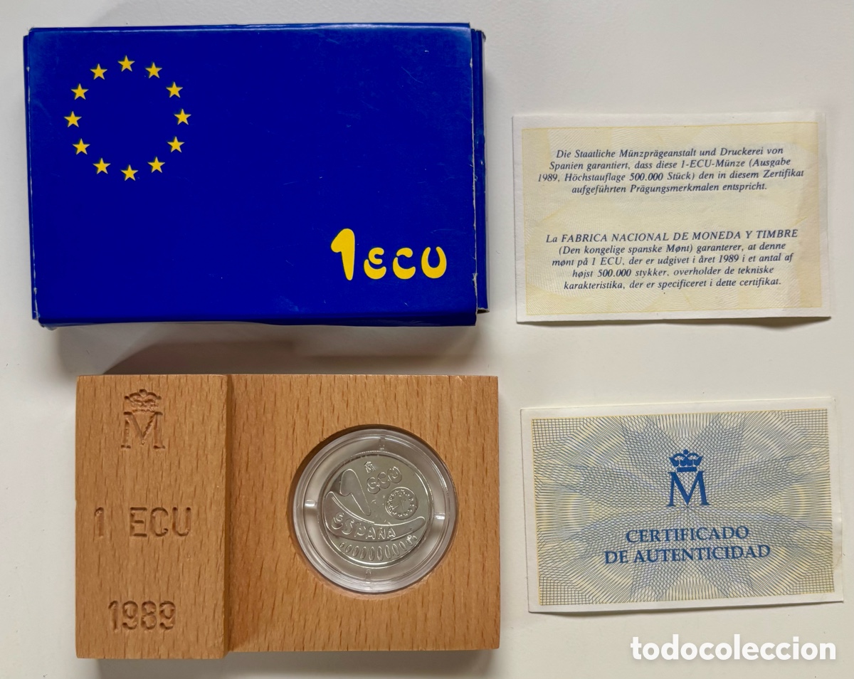 Monedas FNMT: ESTUCHE Moneda PLATA 1 ECU 1989 Europa. Con certificado