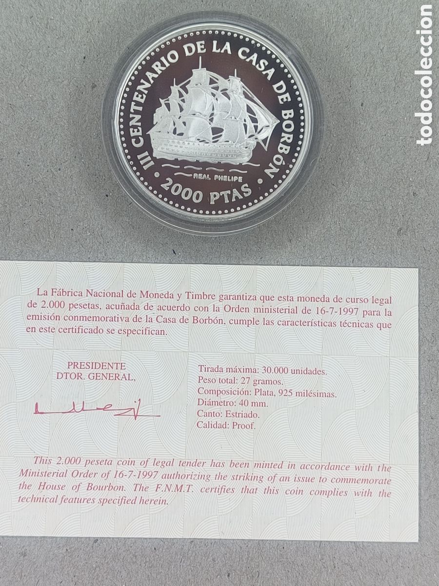 Monedas FNMT: 1997, 1&ordf; SERIE CASA DE BORBONES EN PLATA - Foto 15