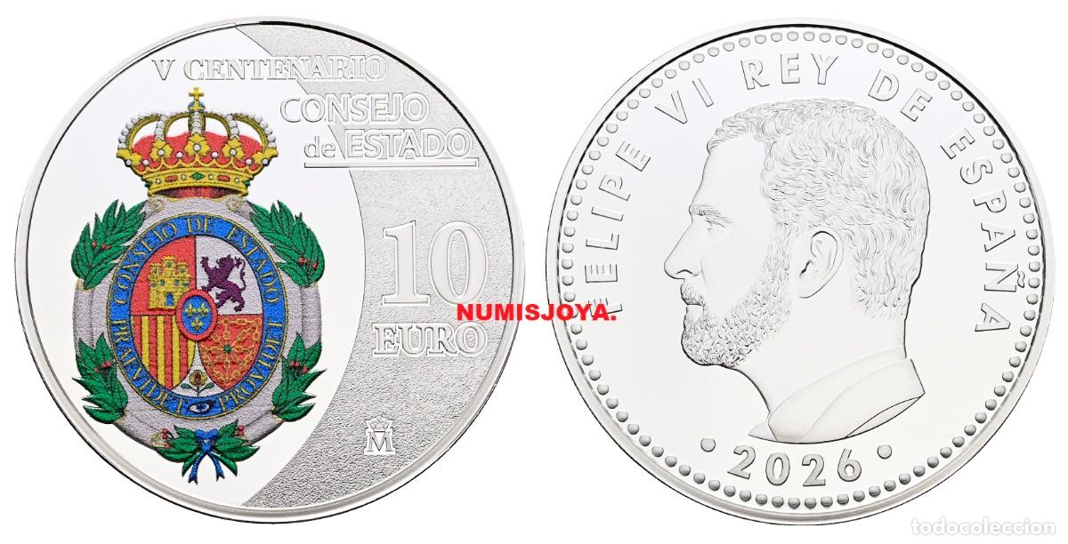 Monedas FNMT: 10 euros 2026 plata V CENTENARIO DEL CONSEJO DE ESTADO. 8 REALES.