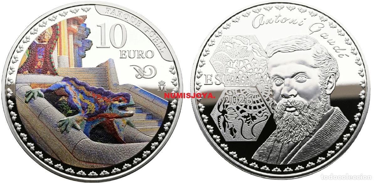 Monedas FNMT: 10 euros 2026 plata CENTENARIO GAUD&Iacute; 2026 PARQUE GUELL.