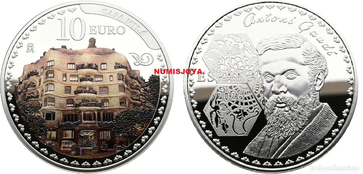 Monedas FNMT: 10 euros 2026 plata CENTENARIO GAUD&Iacute; 2026 CASA MIL&Aacute;.