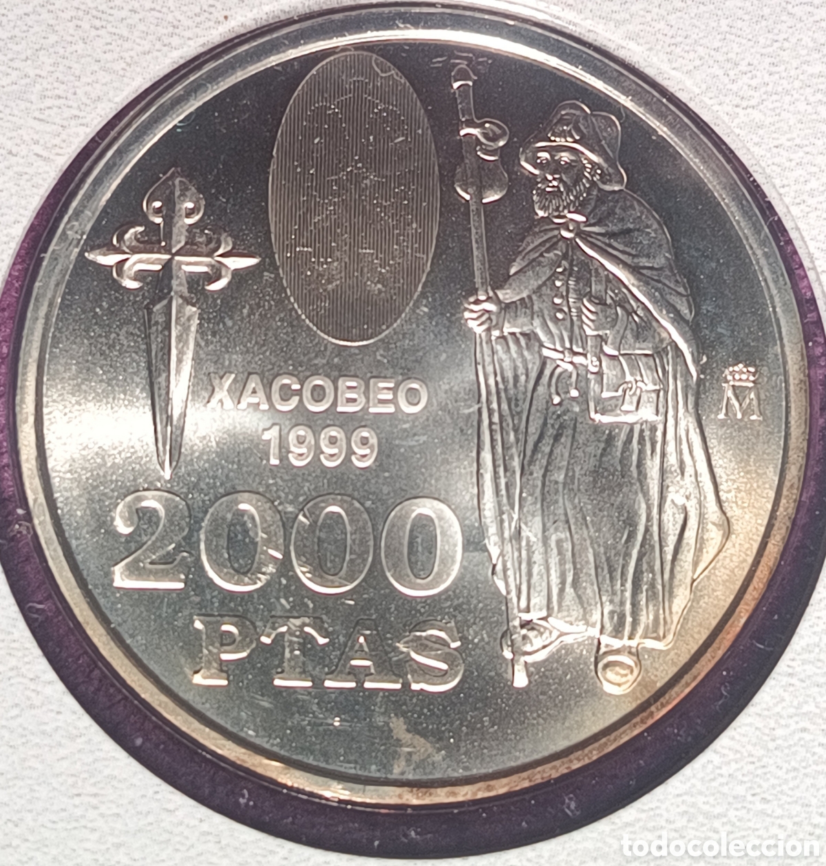 Monedas FNMT: 1999, CARTERA FNMT XACOBEO, MONEDA DE 2000 PESETAS.