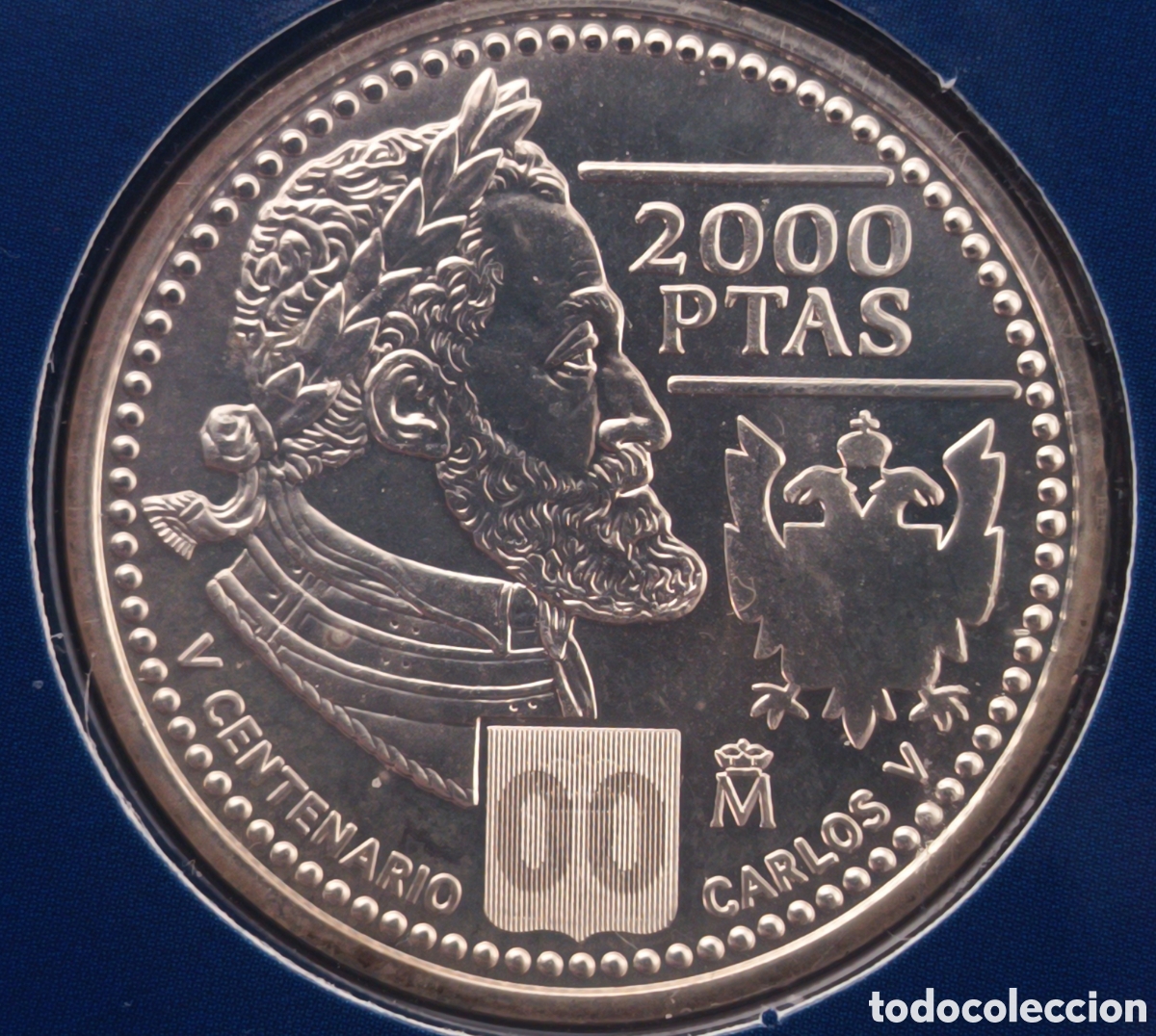 Monedas FNMT: 2000, CARTERA FNMT V CENTENARIO NACIMIENTO DE CARLOS V, MONEDA DE 2000 PESETAS.
