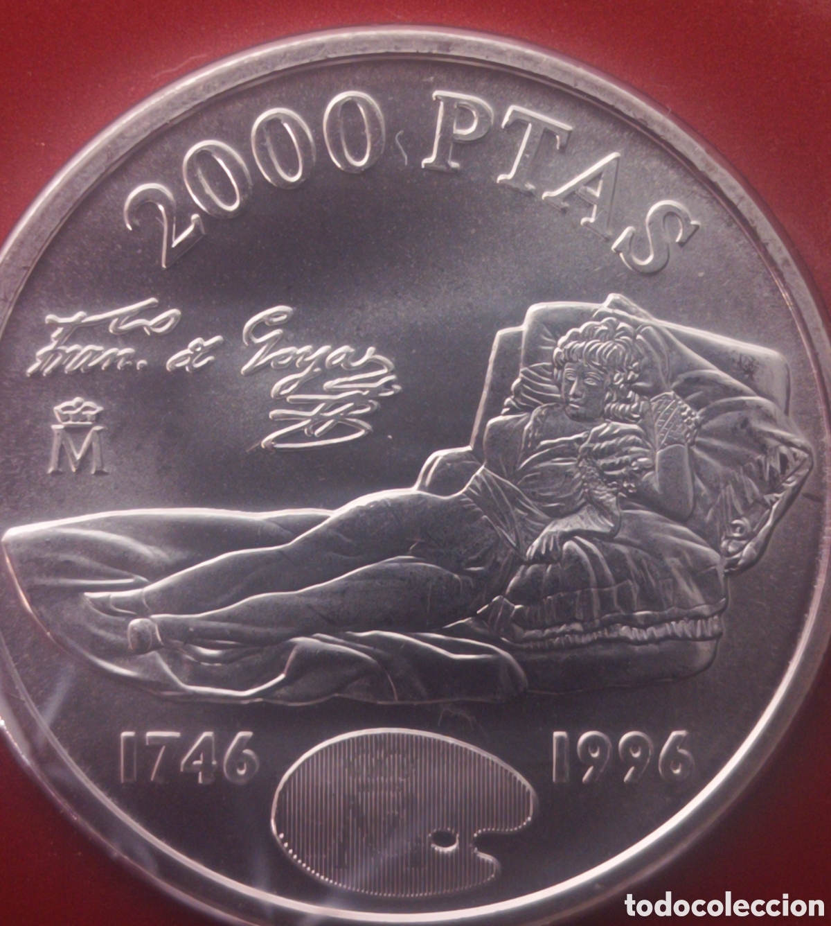 Monedas FNMT: 1996, CARTERA FNMT 250 ANIVERSARIO DEL NACIMIENTO DE GOYA, MONEDA DE 2000 PESETAS.