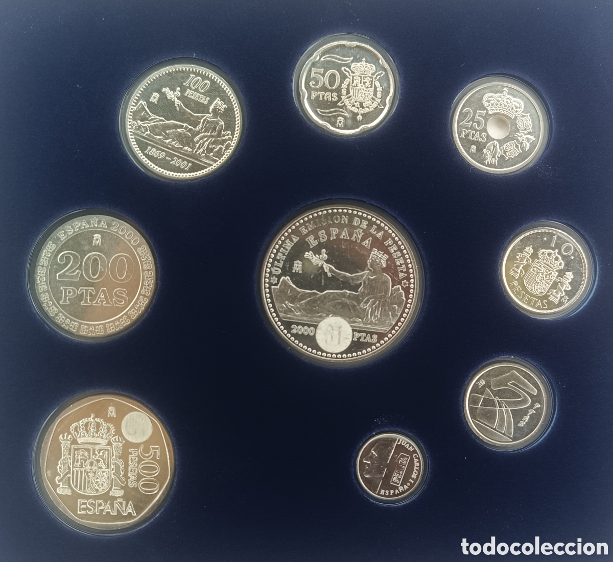 Monedas FNMT: 2001, PACK DE 5 ESTUCHES DE LAS &Uacute;LTIMAS PESETAS EN PLATA. - Foto 26