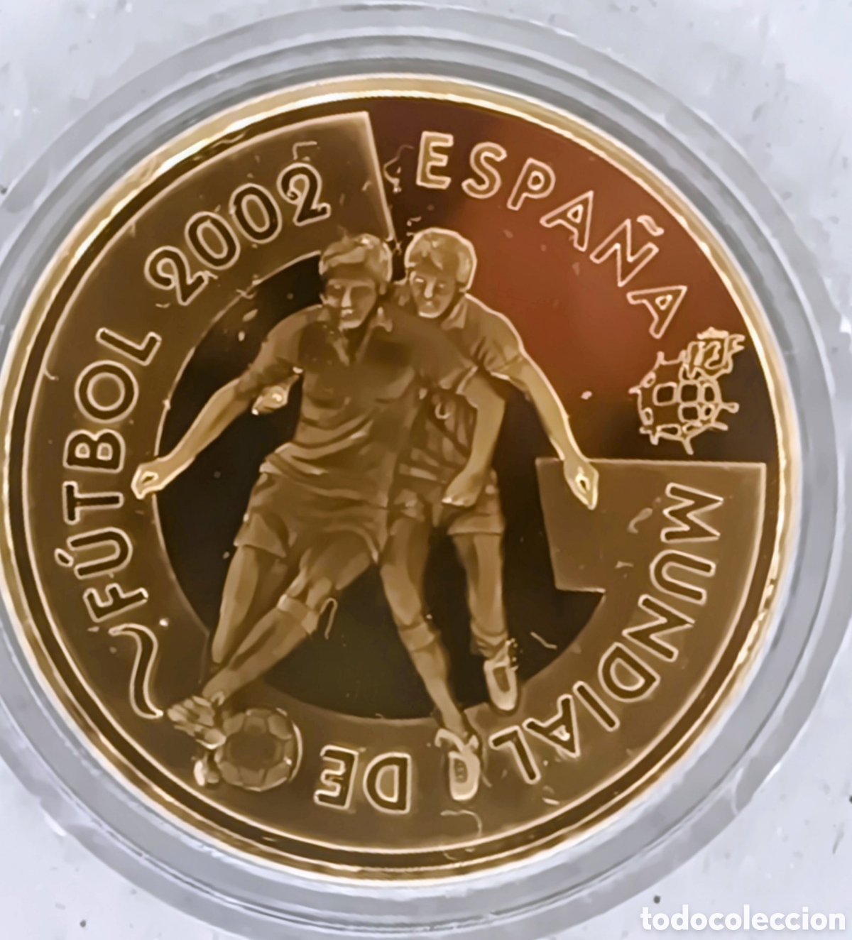 Monedas FNMT: 2002, MUNDIAL DE F&Uacute;TBOL 2002 DE COREA Y JAP&Oacute;N, MONEDA DE ORO DE 200&euro; Y DOS DE PLATA DE 10&euro;.