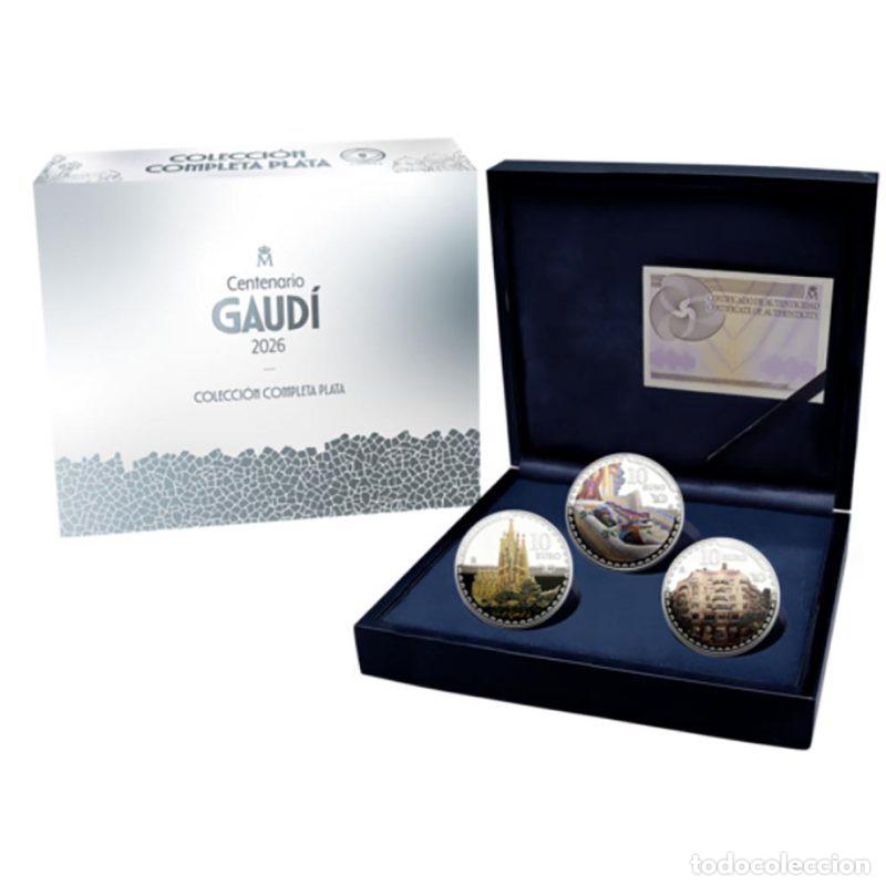 Monedas FNMT: ESPA&Ntilde;A SERIE 3x 10 EURO PLATA PROOF FNMT 2026 A&Ntilde;O GAUDI
