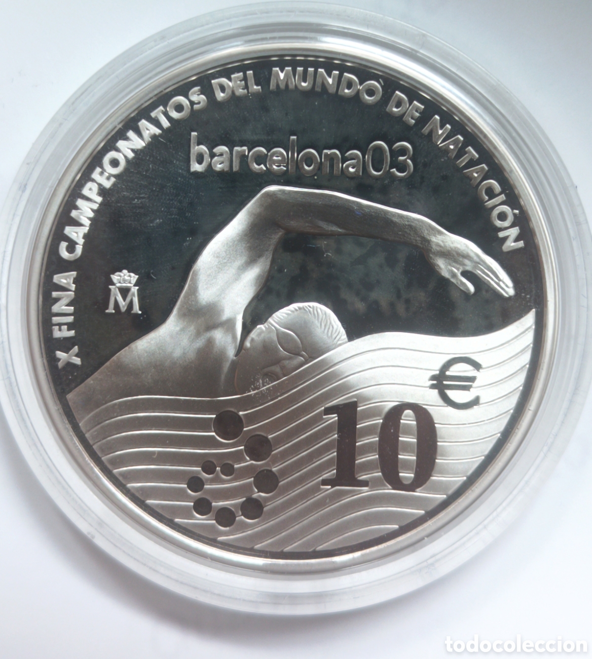 Monedas FNMT: 2003, X FINA CAMPEONATO DEL MUNDO DE NATACI&Oacute;N, MONEDA DE 10 EUROS.