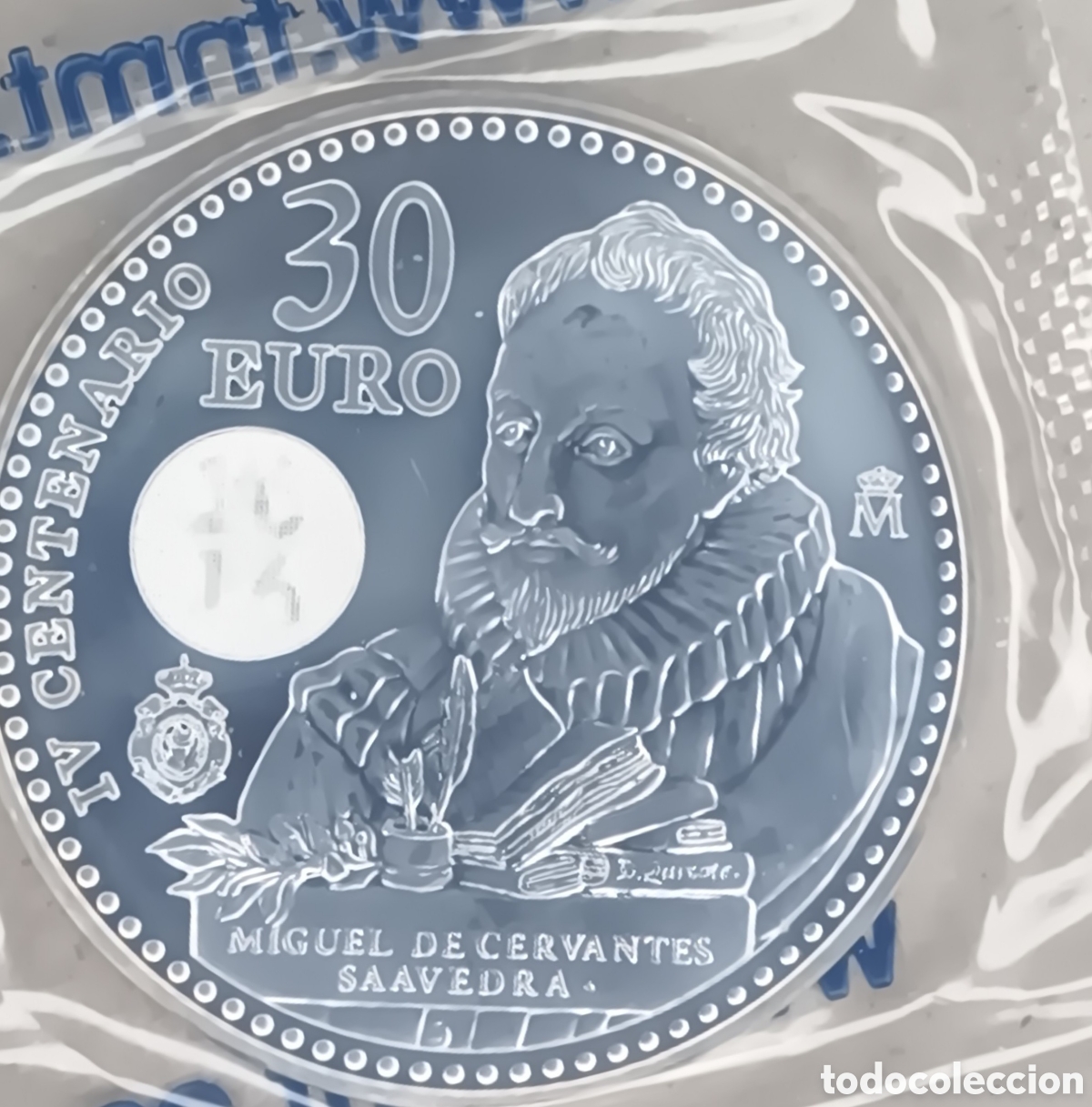 Monedas FNMT: 2016, MONEDA DE 30 EUROS, IV CENTENARIO DE LA MUERTE DE MIGUEL DE CERVANTES.