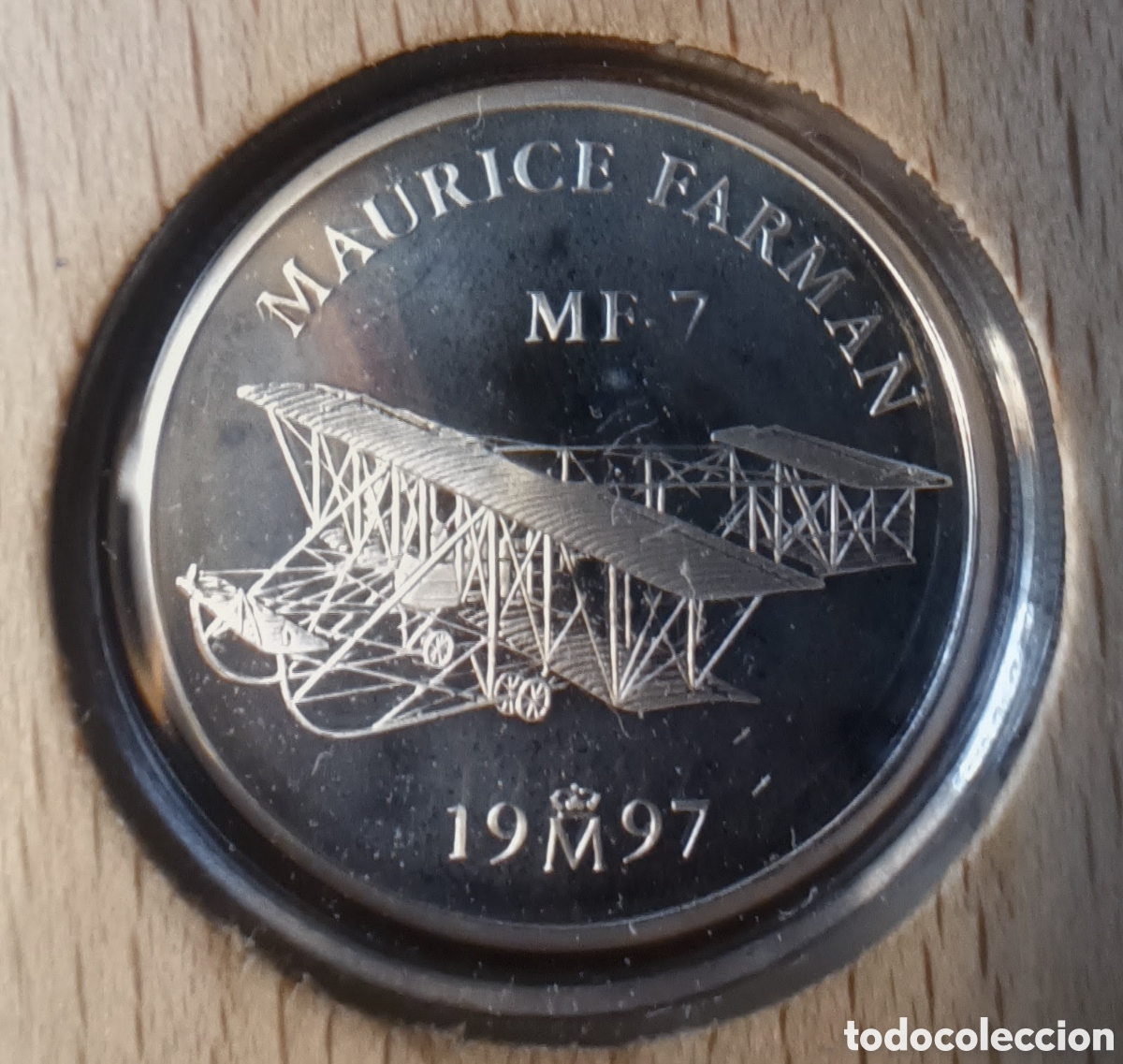 Monedas FNMT: 1997, MAURICE FARMAN, MONEDA DE 1 EURO DE LA COLECCI&Oacute;N HOMENAJE A LA AVIACI&Oacute;N ESPA&Ntilde;OLA.