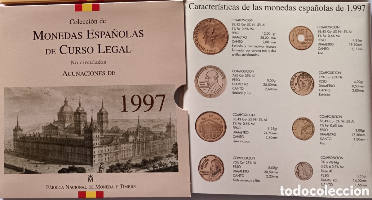 Moedas FNMT: 1997, MONEDAS ESPA&Ntilde;OLAS DE CURSO LEGAL. SET PESETAS.