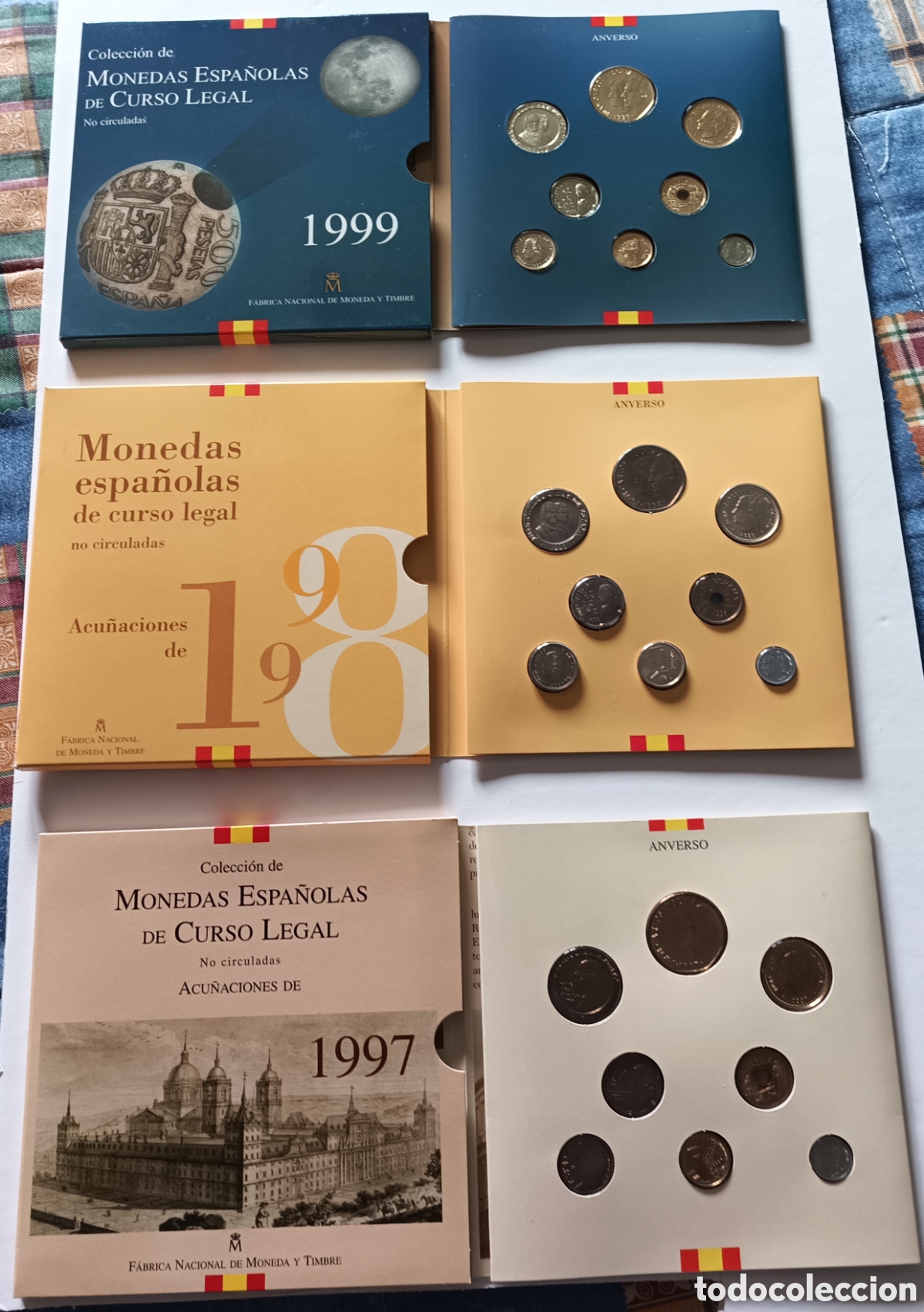Monnaies FNMT: 1997/1998/1999, MONEDAS ESPA&Ntilde;OLAS DE CURSO LEGAL, LOS TRES SETS EN PESETAS.